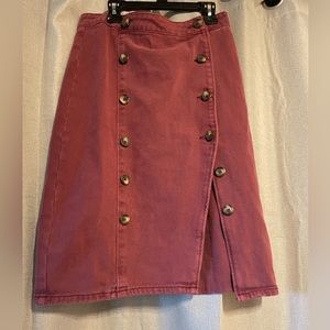 red denim skirt